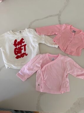 child of mine Pink Wrap & Graphic Baby Tops - Pale Pink & White